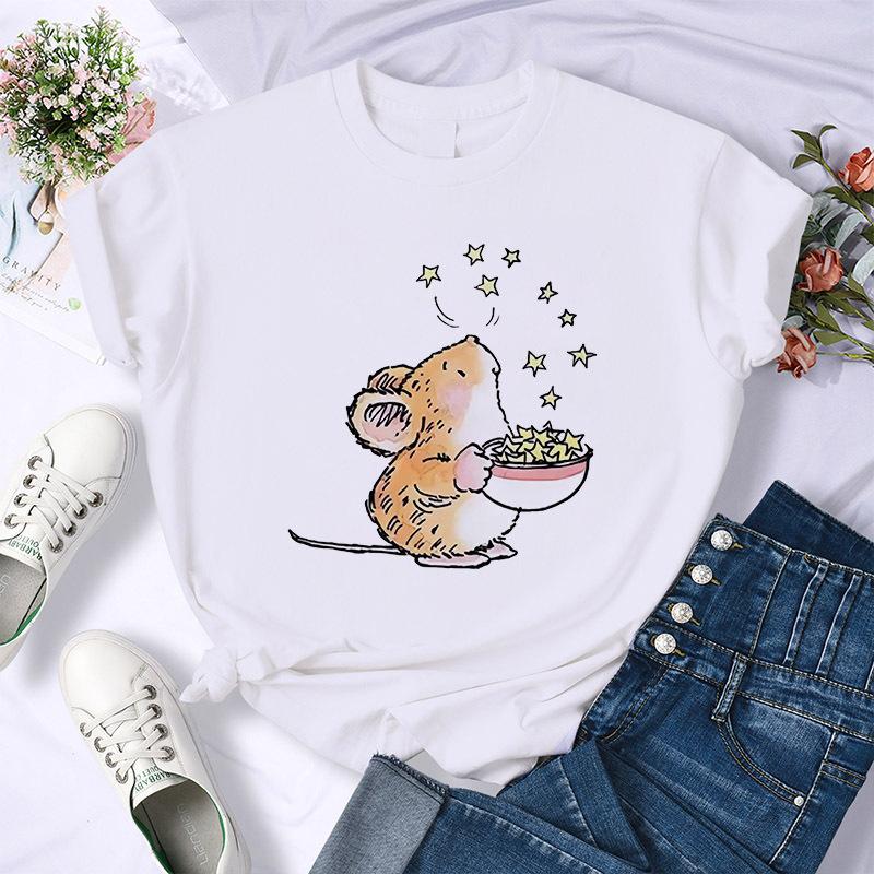 

Summer Hamster Print Graphic TShirt Short Sleeve Unisex Modal Couple Outfit Aesthetic Cute Animal Top for Unisex And Women S