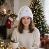 Glitter White Plush Christmas Hat Gold/Silver Foil Snowflakes/Stars Xmas Party Hat  Winter