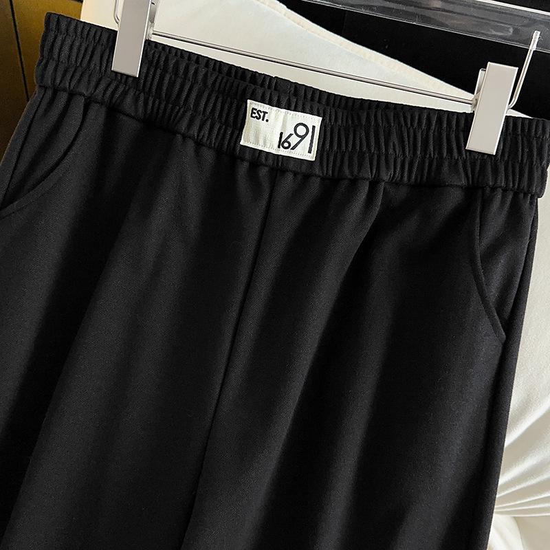 Pantalon amincissant en laine taille haute - Grande taille 200/300 Jin Jambe droite, Coupe ample, Pantalon long décontracté d'hiver pour grandes tailles