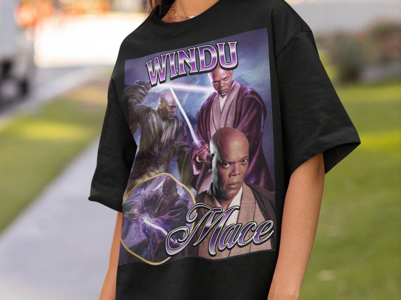 Mace Windu Retro Style Vintage Shirt Star Wars Fan Gift for him Jedi 90 s Bootleg Style Star Wars T-Shirt Disneyworld Shirts Family Tee L