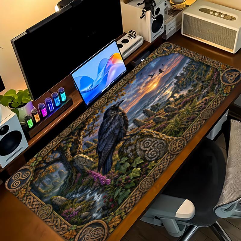 Raven Color Mouse Pad Large Gaming Table Cushion Non-slip Laptop Tablet Big Mousepad XXL Mat Mini PC Playmat With Lock edge