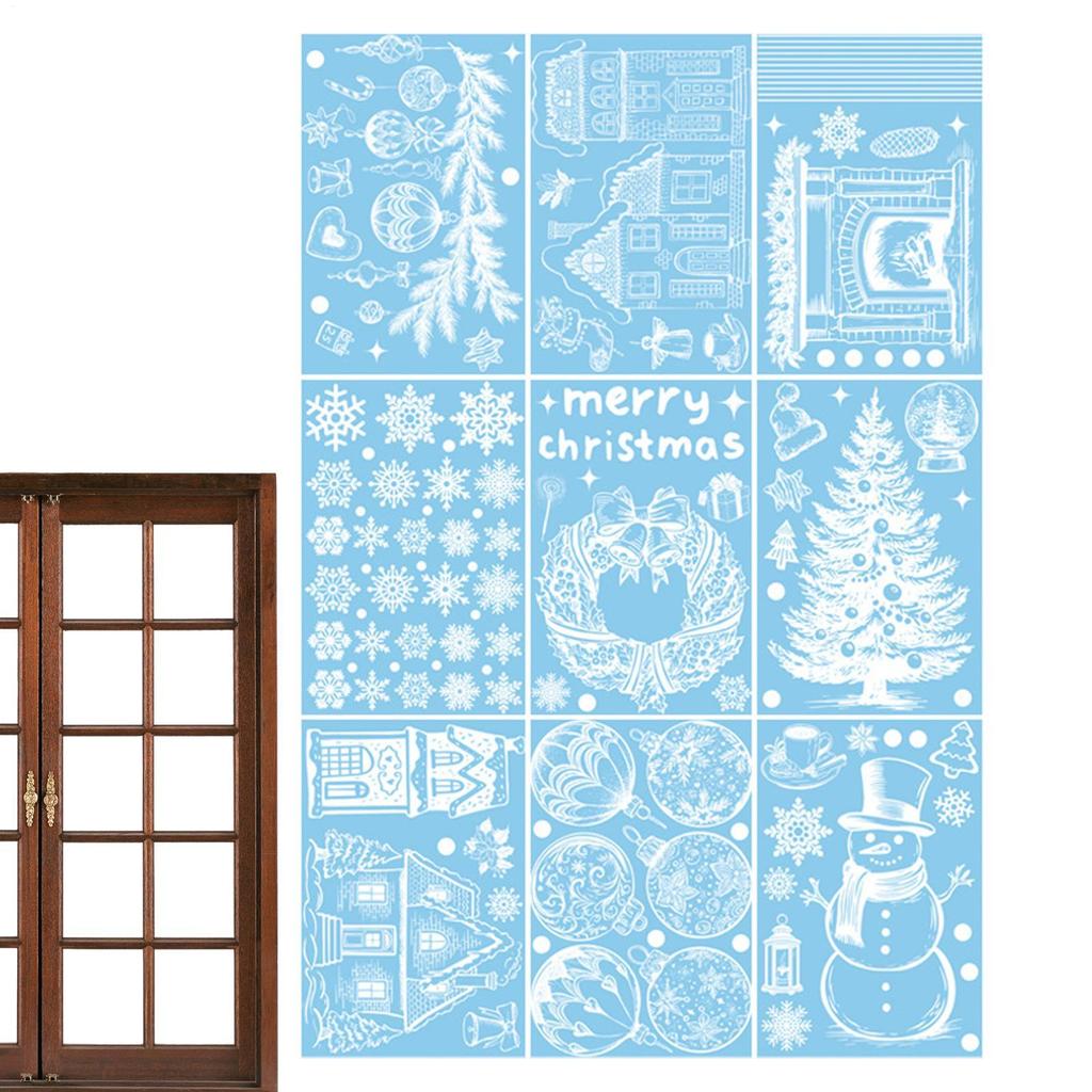 9 Stück Weihnachten Fensteraufkleber Doppelseitig Statisch Haftend Dekorationen Weihnachtsmann Und Schneeflocke Dekoration Für Wand Tür
