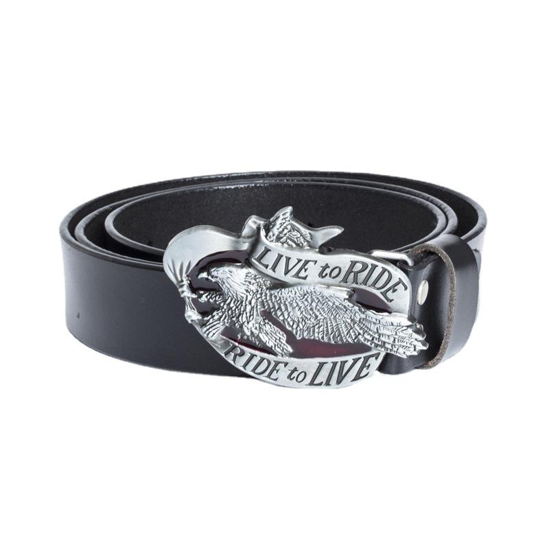 Men's Retro Cowhide Leather Belt with 3D Eagle Buckle - Fashionable and Stylish Trousers Accessory