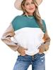 2025 Autumn/Winter Women's Color Block Ribbed Knit Pullover Sweater - European & American Casual Style