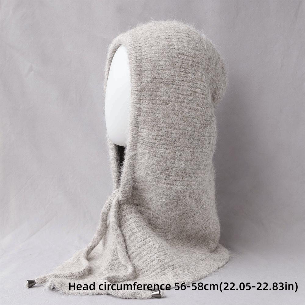 Winter Warm Shawl Balaclava Hats Solid Color Hooded Scarf Fashion Knitted Pullover Hat