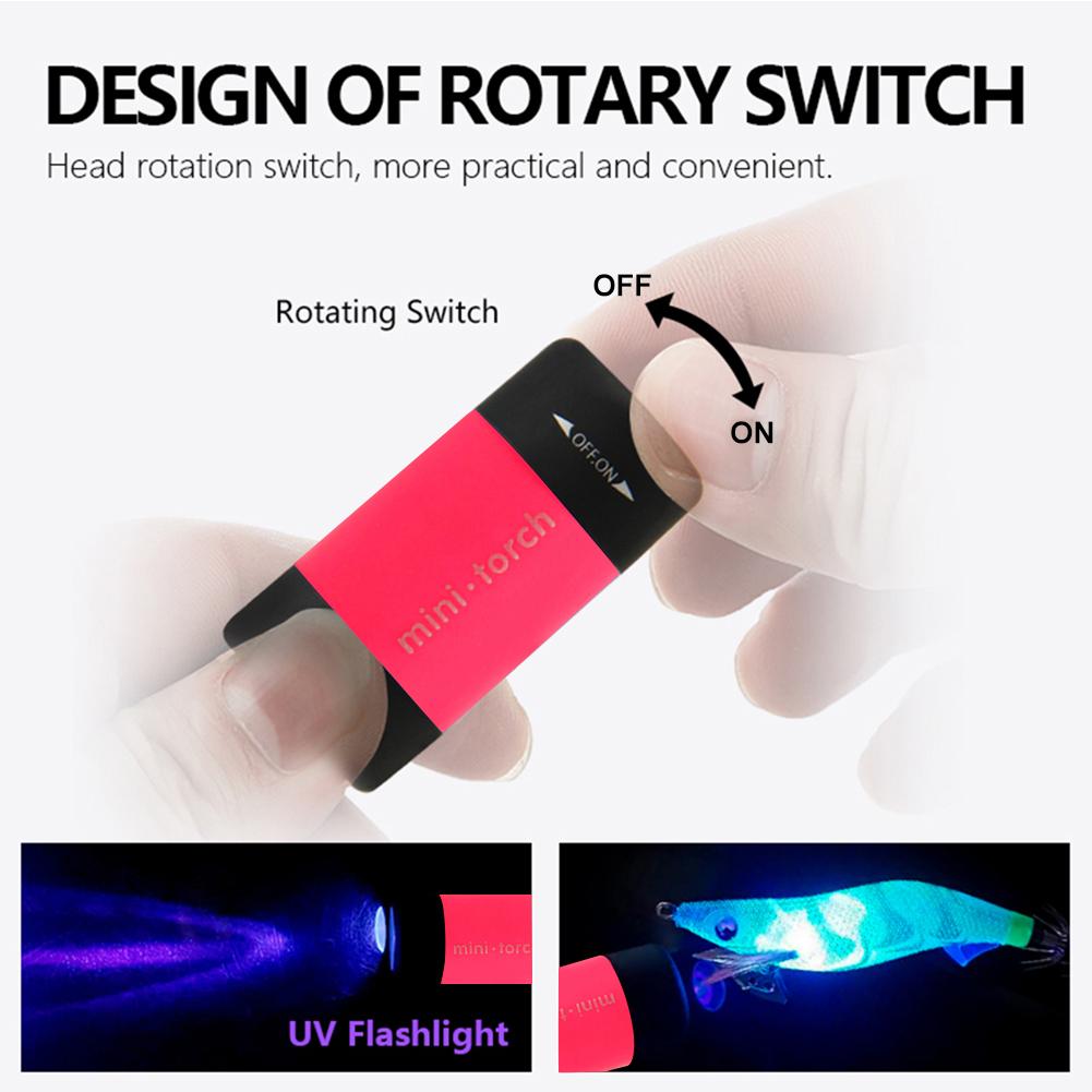 Keychain Flashlight Waterproof Mini Fishing Torch Multifunction Portable LED Flashlight USB Charging for Fishing