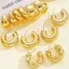 6Pcs Classic Geometry Glossy Ccb Silver Color Twists C Shape Hoop Earrings Set for Women Teens Vintage Daily Wear Ear Jewelry