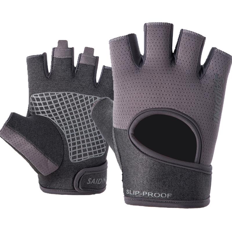 Фитнес перчатки без пальцев оборудование противоскользящие роса палец S