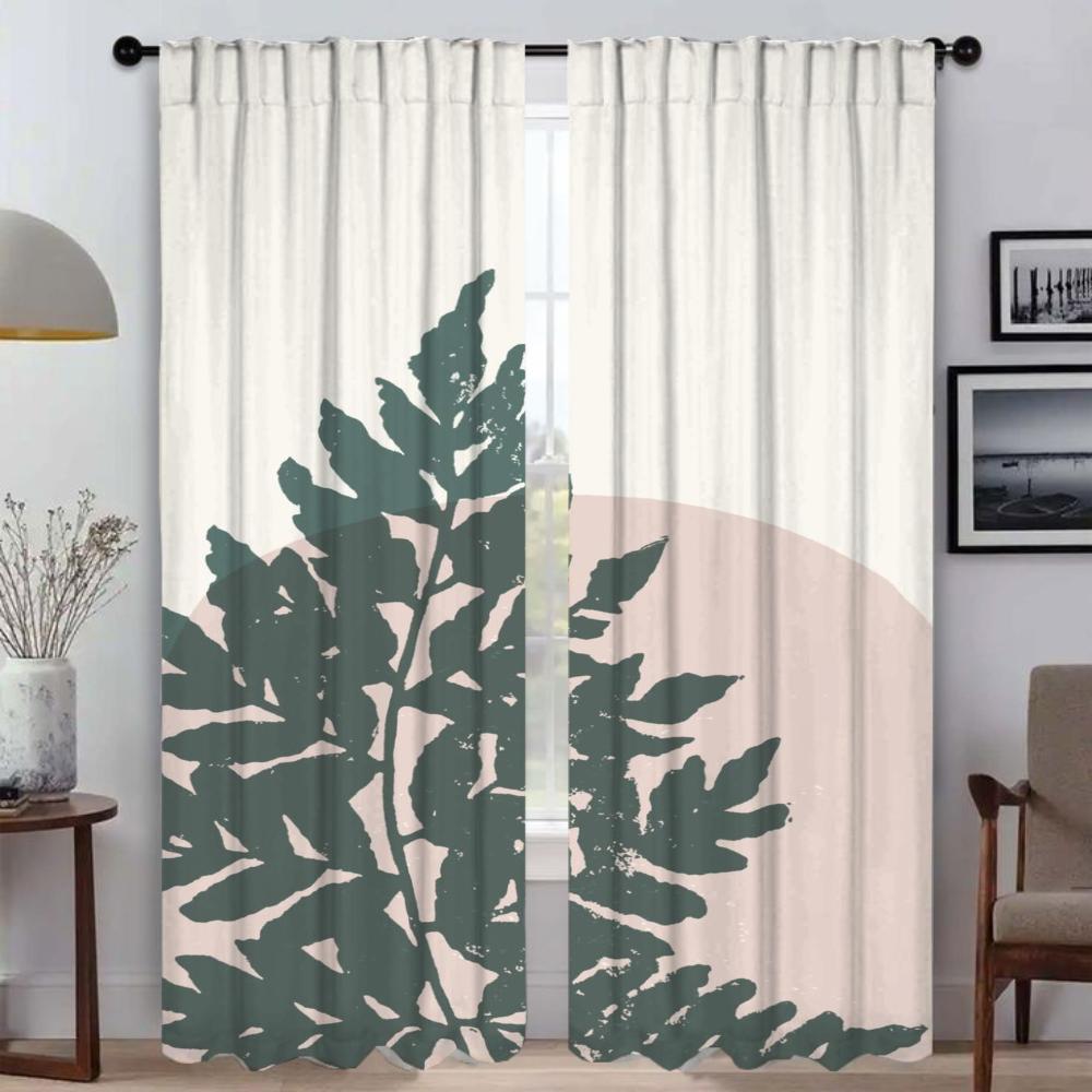 Concise Style Plants Curtains for Living Room Curtain for Room 2 Panel Shades Partition Home Interior Curtains Kitchen Blackout