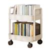 Plastic Rolling Cart 2 Layers White with Hook Stable Mobile Utility Cart for Living Room Bedroom