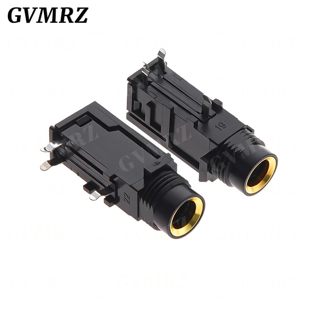 5PCS DIY 6.35mm / 6.5mm Jack Gold Plated 4P Stereo Dual Channel Microphone Socket 6.35 /6.5 Audio Straight jack Connector