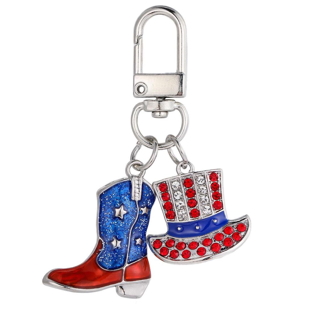 USA Independence Day Star & Flag Keychain Pendant