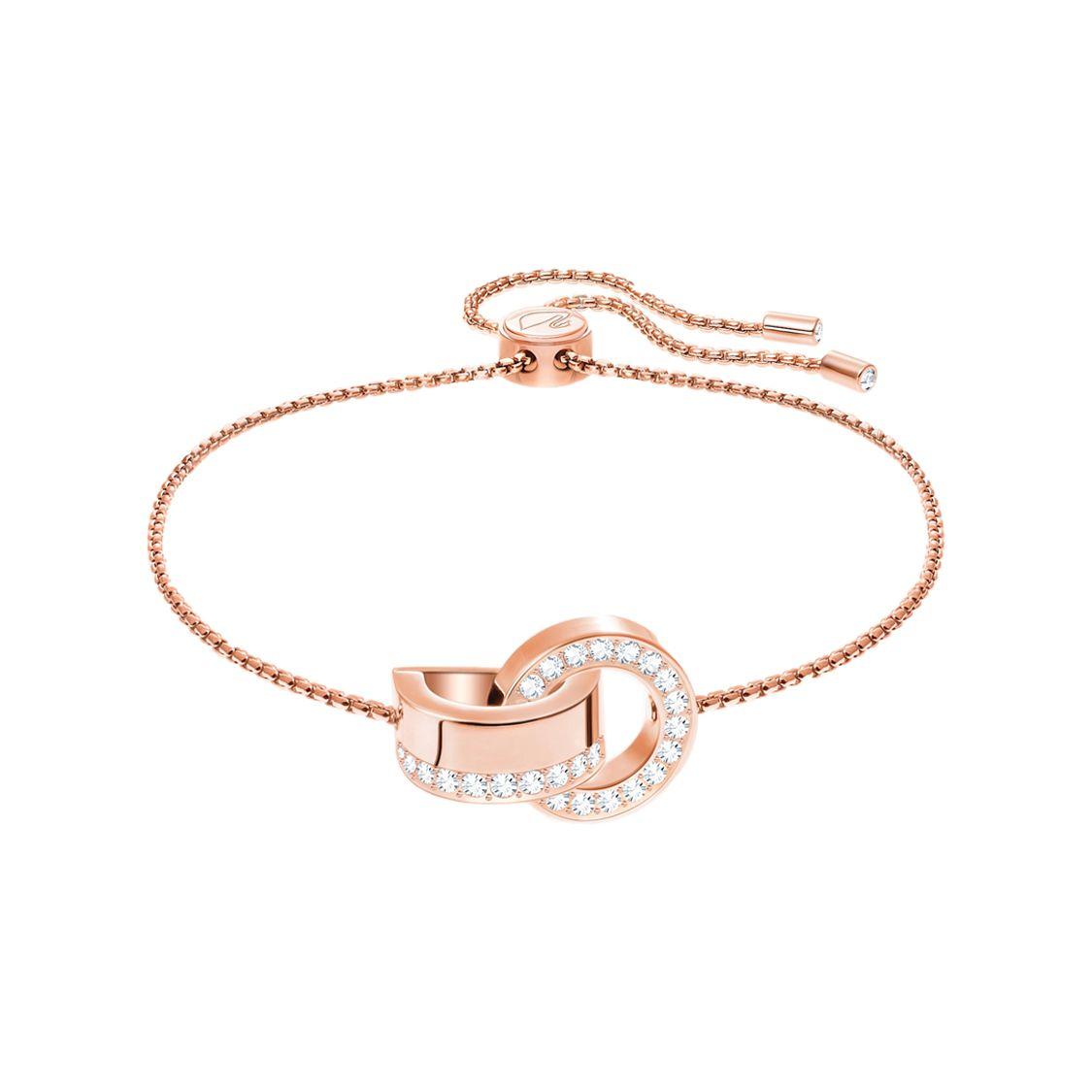 Swarovski Double Ring Charm Bracelet Women Bracelets Rose-Gold 5368040 Box (Random Color)
