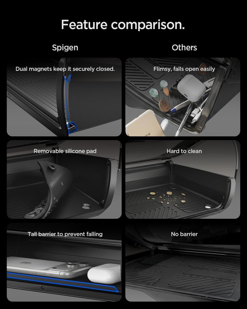Spigen Tesla Model Y Model 3 Compatible Center Display Storage Car Accessory Juniper, Up/Down (Black)