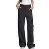 Women Cargo Pants High Waist Button Zipper Fly Casual Trousers Solid Color Loose Fit Multi-Pocket Design Long Pants