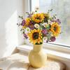 Artificial Flowers Bouquet Silk Floral Arrangements for Home Kitchen Office Table Centerpieces Wedding Party Sunflower