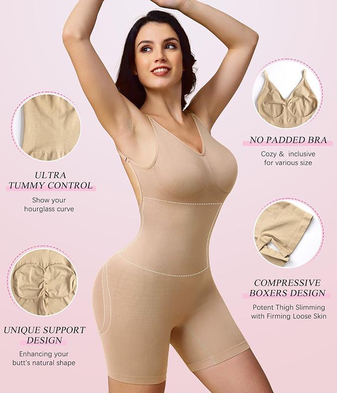 Plus Size U-Back Waist Cincher Bodysuit: Women's Seamless, Hip-Lifting, Tummy Control Shapewear