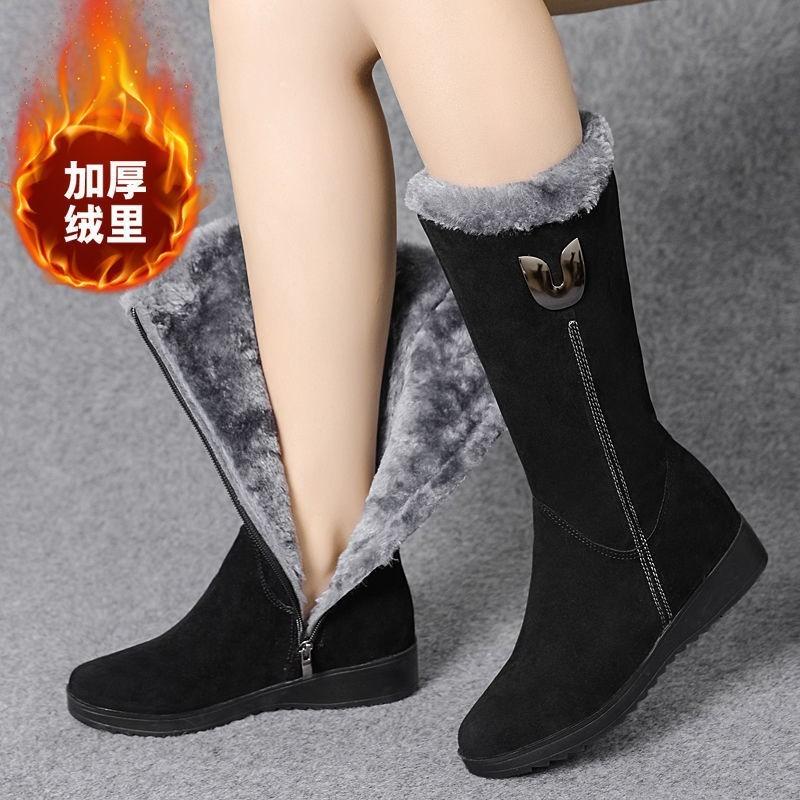 Winter Womens Boots Suede Mid-calf Boots Thick Plush Warm Snow Boots for Women Non-slip Platform Cotton Boot Botas Mujer