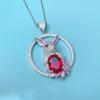 Lulu Tong Women's 925 Sterling Silver Rabbit Necklace with Pigeon Blood Red Stone - Ideal New Year Gift for Girlfriend