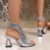 Dámské Sandály s Odkrytou Špičkou, Velké Velikosti, Vysoké Podpatky, Silný Podpatek, Módní, Elegantní Sandály pro Ženy