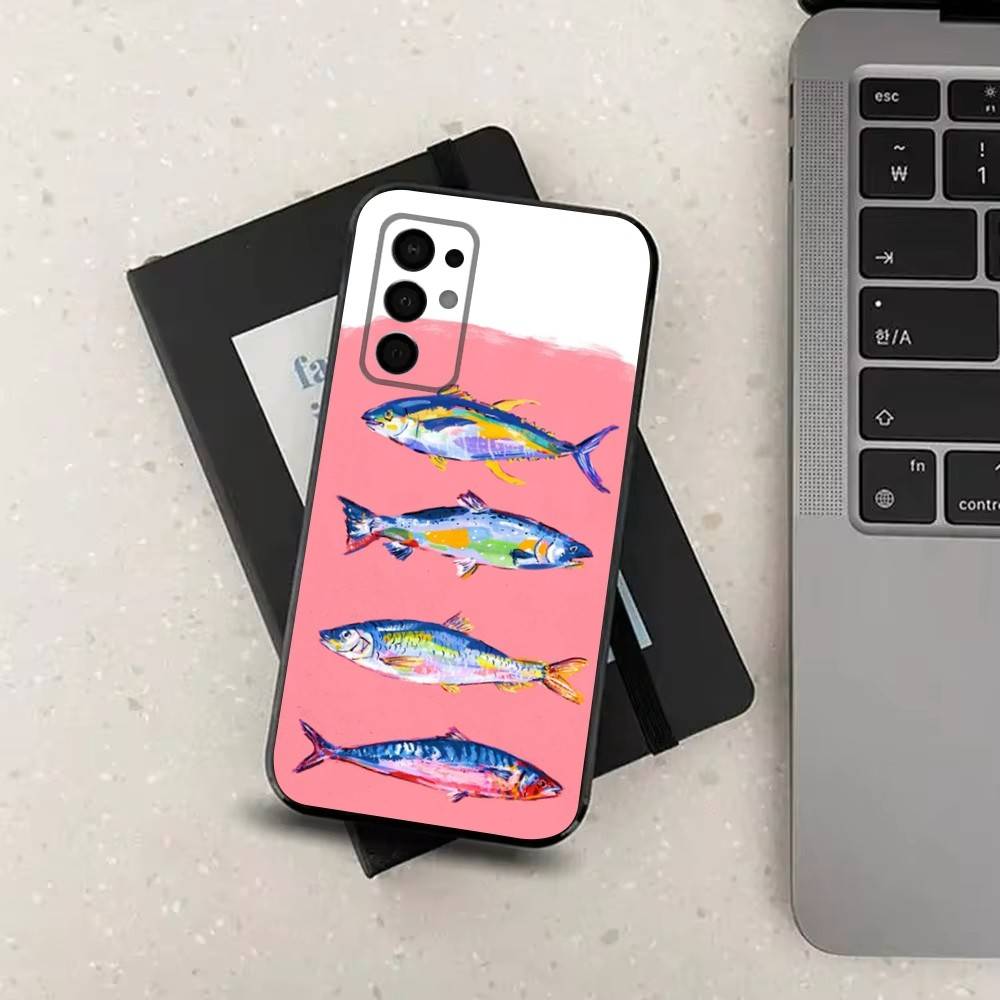 Good Food Sardines Canned Case For Samsung Galaxy A73,52,71,22,Note,31,8,9,53,32,72,41,J7,Soft Black Silicone Cover
