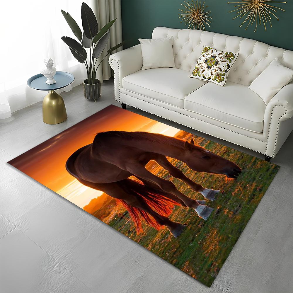 3D Animal Pentium Gallant Horse Steed Carpet Rug for Home Living Room Bedroom Sofa Doormat Decor,kid Area Rug Non-slip Floor Mat