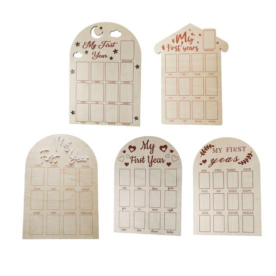 Yousheng 12 Months Baby Picture Frame, Carved Wood Monthly Photo Display Board, Newborn Keepsake for Kids Growth