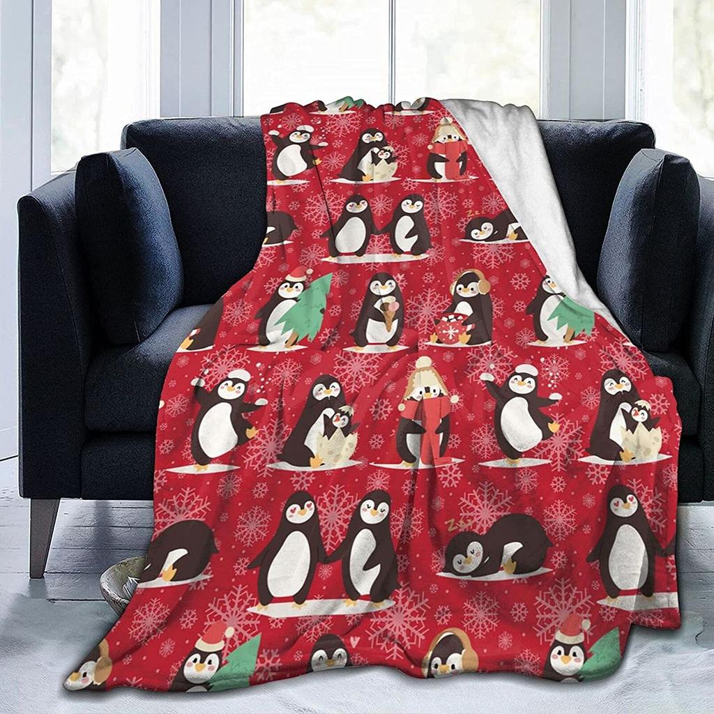 Penguin Soft Warm Throw Blanket Lightweight Flannel Fleece Bed Blanket Gift for Girls Boys Men Women Chair Couch