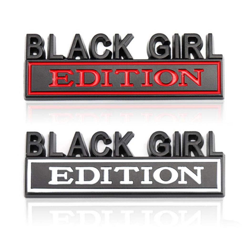 1Pc 3D Metal Black Girl Edition Logo Car Front Grille Emblem Badge Rear Trunk Emblem Sticker Decal