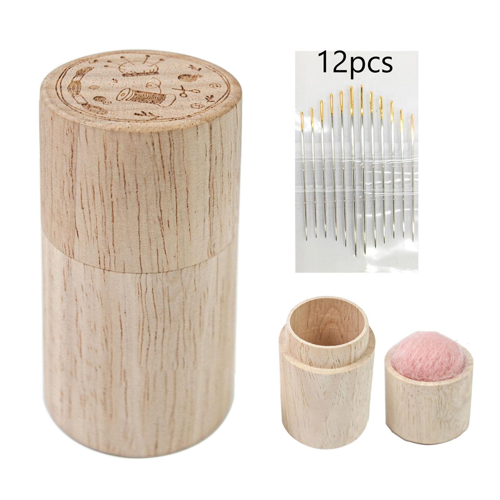 

Деревянный иглодержатель, держатель для вышивки, тубус для хранения швейных игл, практичный круглый иглодержатель 1