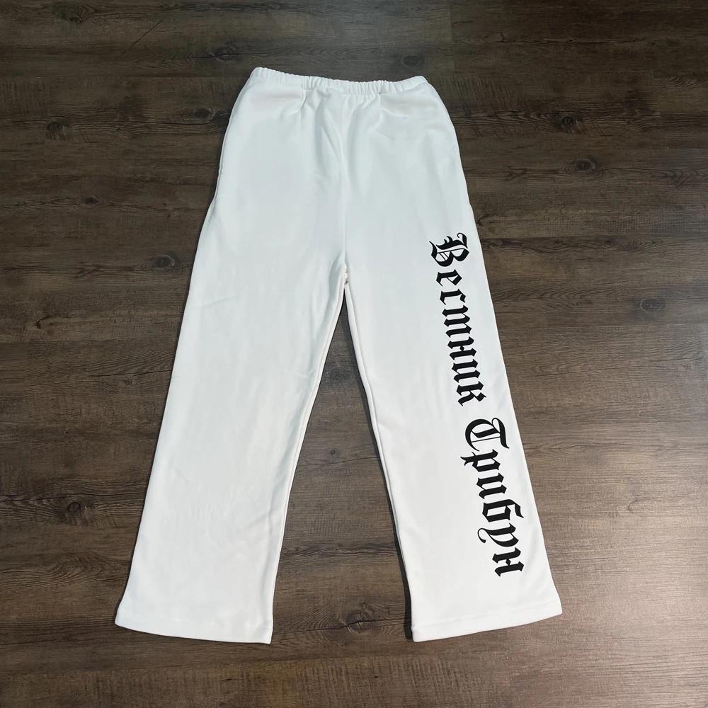 STREETRICH HipHop Streewear Loose Russian Slogan Luxury Brand Casual Men Long Pants Oversize Sweatpants for Men S белый