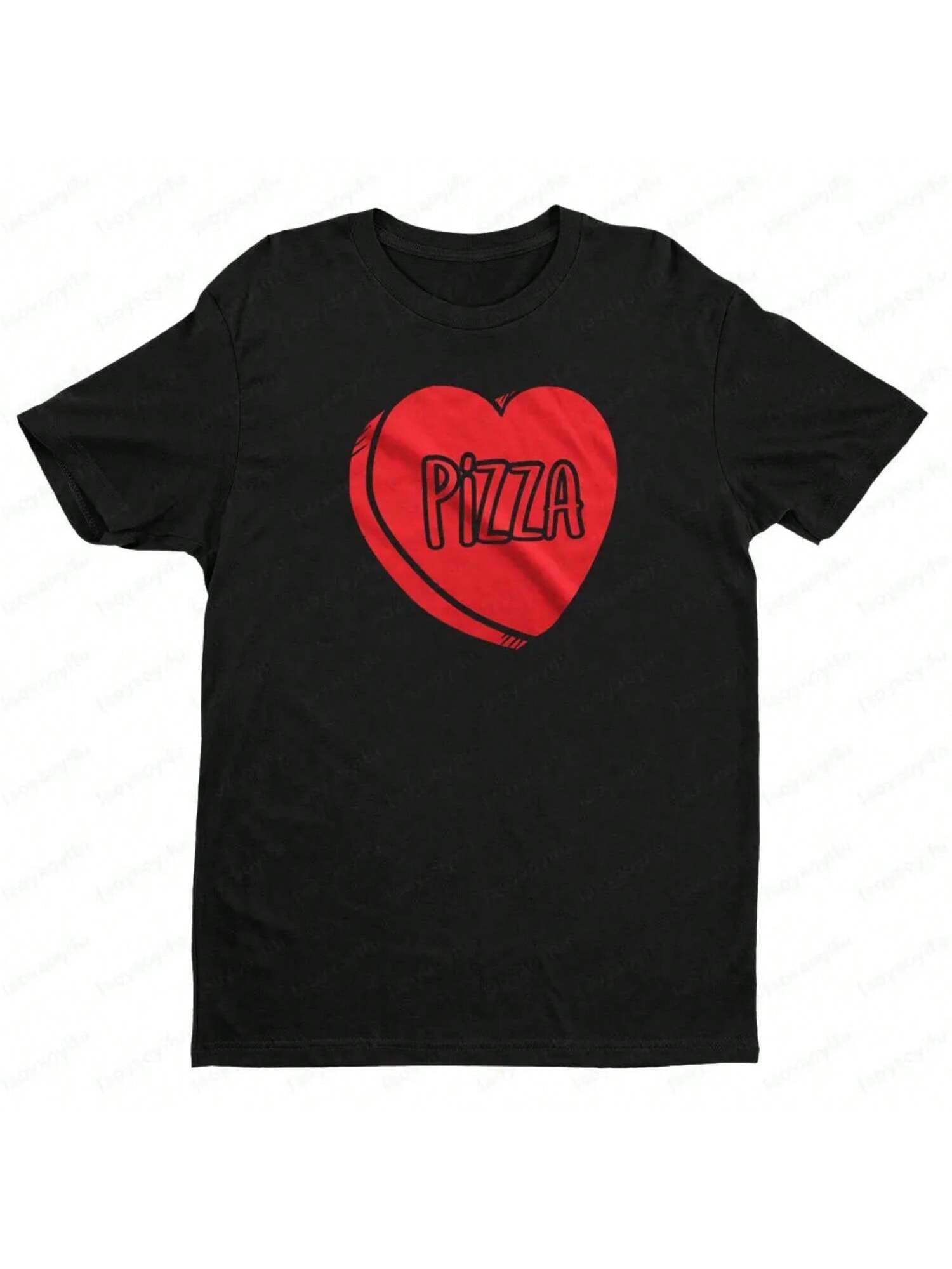 Pizza Candy Heart Tshirt Funny Pizza Lovers Valentines Day Relationship T Shirt unisex Wounisex Summer Fashion Casual Crewneck T-Shirt S разноцветный