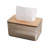 Nordic PET Transparent Tissue Box with Bamboo Lid - Creative Living Room Napkin Holder