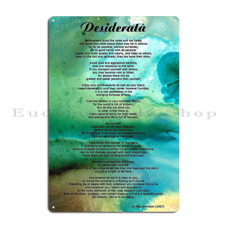 

Desiderata Max Ehrmann Typography Print 4 Literary Poster Metal Sign Wall Cave Club Bar Garage Designer Tin Sign Poster 20x30cm