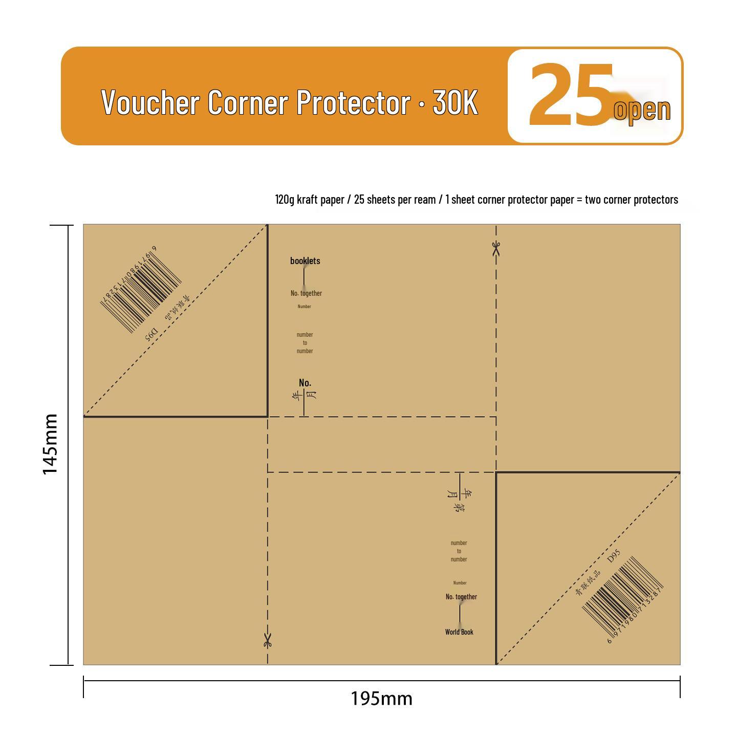 Youth League Kraft Paper Corner Protectors for Voucher Binding