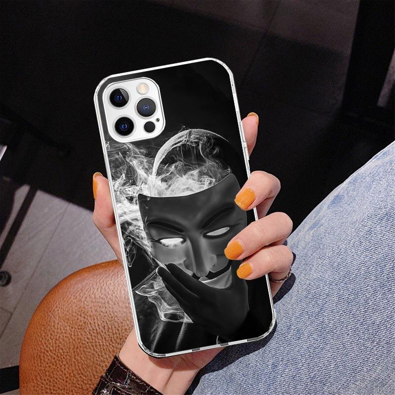 Anonymous V Mask Phone Case For iPhone 17 Air 16 Pro Max 16E 15 + 14 Plus 11 12 13 Mini 7 8 SE Gift Print Cover Fundas 17 Air 16