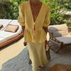 Completi estivi da donna a 2 pezzi con gonna, Top con maniche corte a sbuffo e allacciatura frontale, Gonna lunga a vita alta, Abiti casual per spiaggia e vacanze