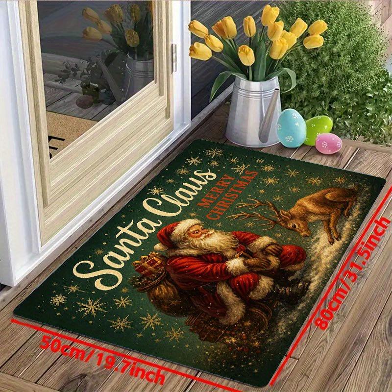 1Pcs Anti Fatigue Kitchen Rugs Christmas Santa Claus Print Waterproof Non-Slip Thick Cushioned Kitchen Mat Heavy Duty Comfort Standing Mat for Kitche