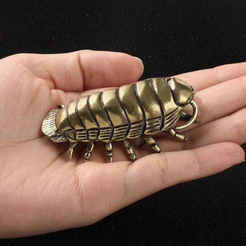 Antique Brasses Ornament Giants Isopod Figurine Ancient Marine Life Miniature Statue Gift for Collectors Home Office Decors