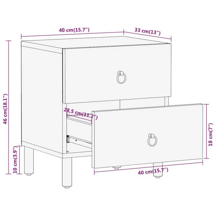VidaXL Bedside Table, Nightstand with Drawers, Telephone Table, Storage Furniture Bedroom Living Room, Retro, Wood of 358210
