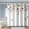 1pc Simple Fashion White Flower Pattern Printed Shower Curtain, Polyester Fabric with Hooks, Simple Style Window And Wall Bathtu