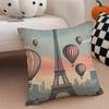 The beautiful scenery France the EEiffel Tower Cushion Cover Throw Pillow Cover Hidden Button Durable Polyester Chair Cushion