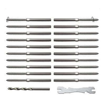 T316 Stainless Steel 3/16"Cable Railing Hardware, for Wood Posts Stair Deck Post DIY Baluster, Swage Lag Screws Left & Right