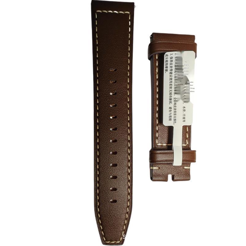 Compatible 22MM Dark Tea Calfskin Strap for Huawei Watch 3 Pro, GT2 46MM Dial.