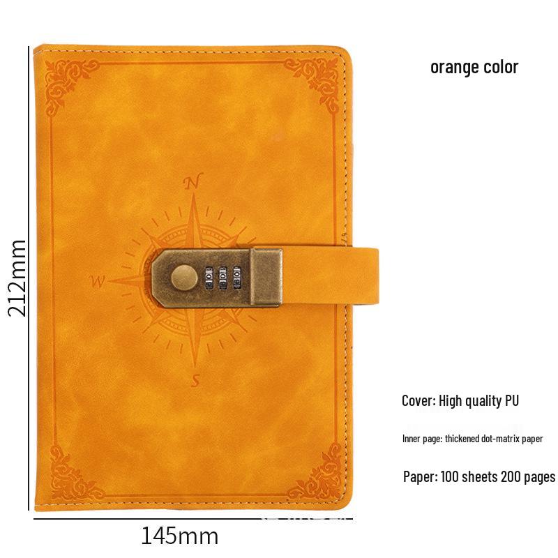 A5 Retro Password Lock Notebook Gift Box Set: Thick Creative Planner & Diary