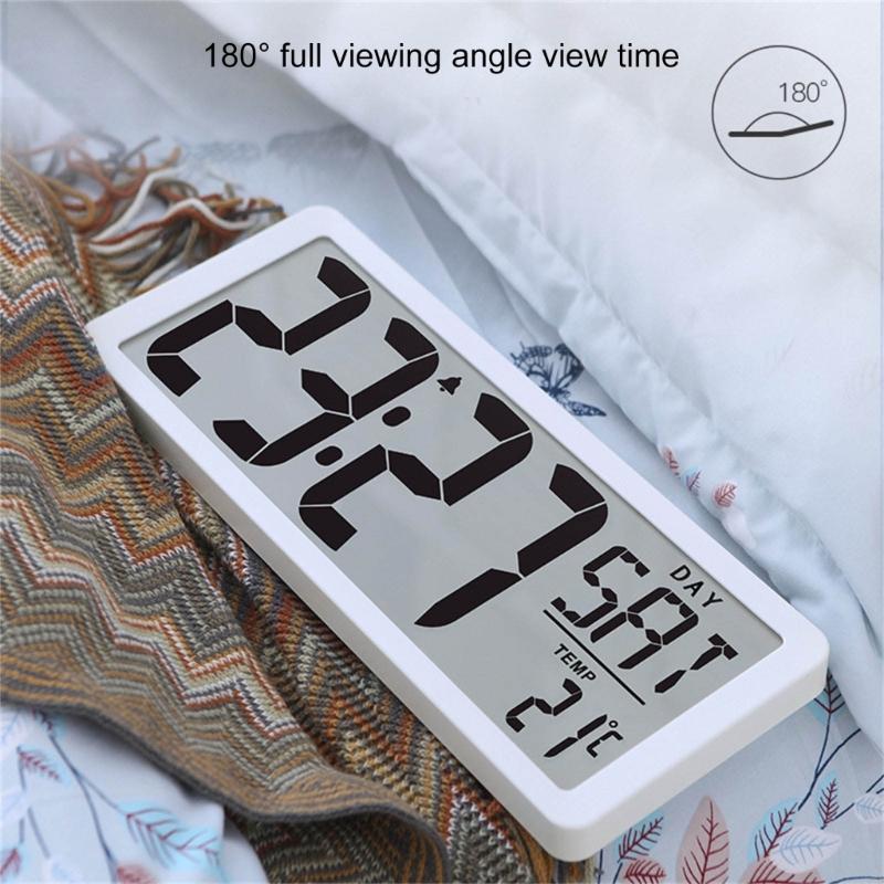 14'' LCD Digital Clock With Backlight, Temperature And Date Easy To Read For Living Room Or Bedroom