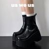 Women Ankle Boots High Heels Platform Autumn Wedges Goth Shoes Fashion Punk Zipper Women Leather Chunky Pumps Botas Mujer