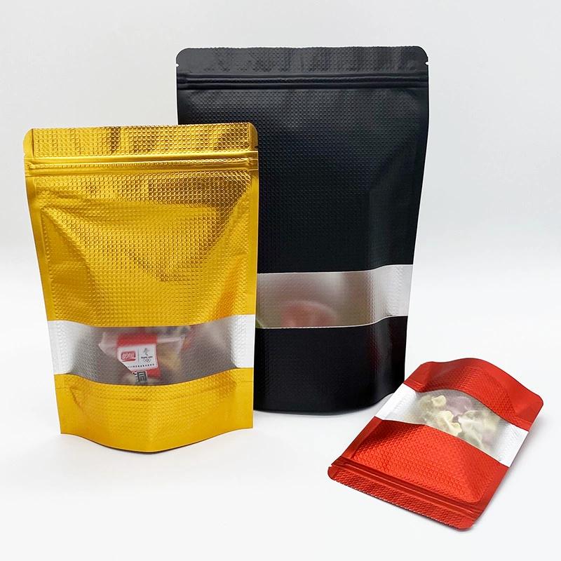 Colorful Embossed Window Standing Aluminum Foil Bag, High-end Moisture-proof and Light Avoiding Sealed Bag, Standing Visible Window Snack Packaging