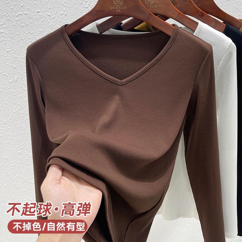 Bottom shirt women's inner summer new long-sleeved low-neck slim-fitting versatile top