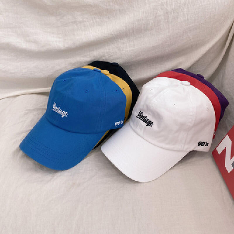 Vintage Logo Embroidered Cotton Ball Cap Plain Cotton Hat black